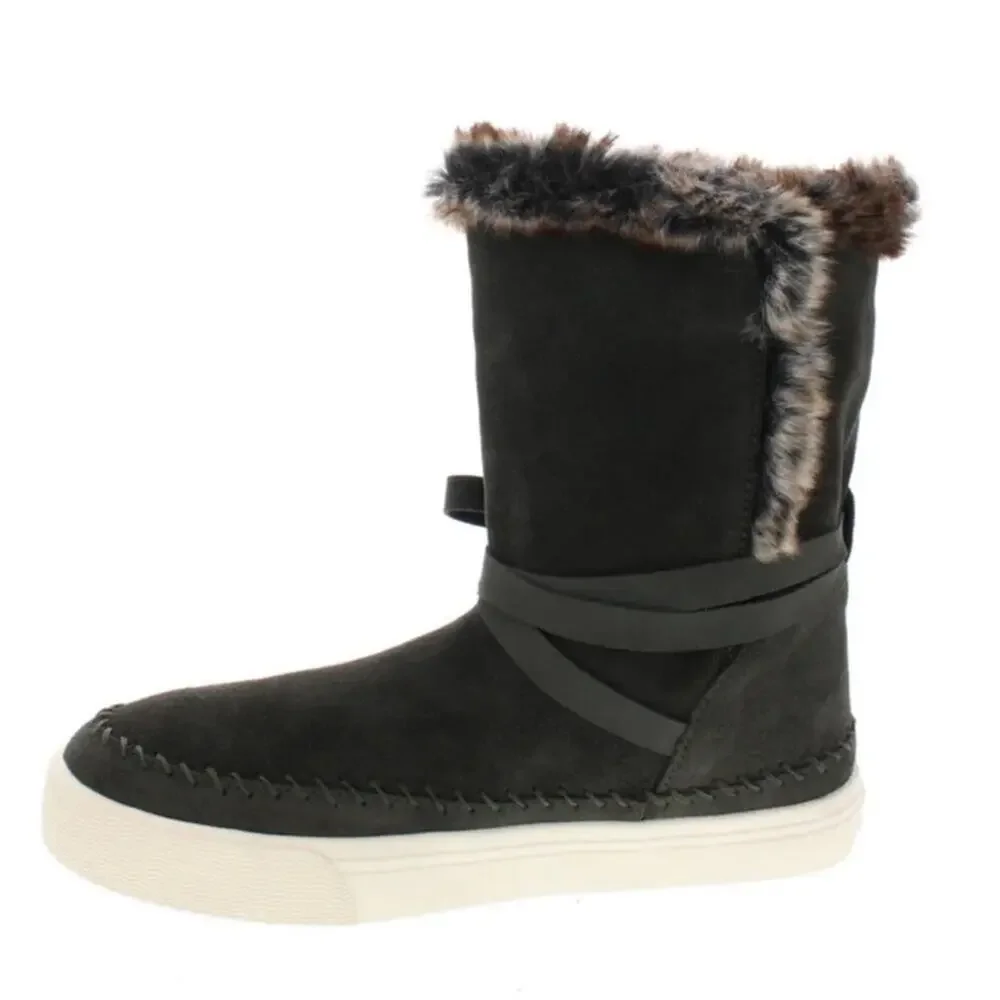 TOMS Vista Waterproof Faux Fur Lined Suede Boots Forest Green Size 8.5